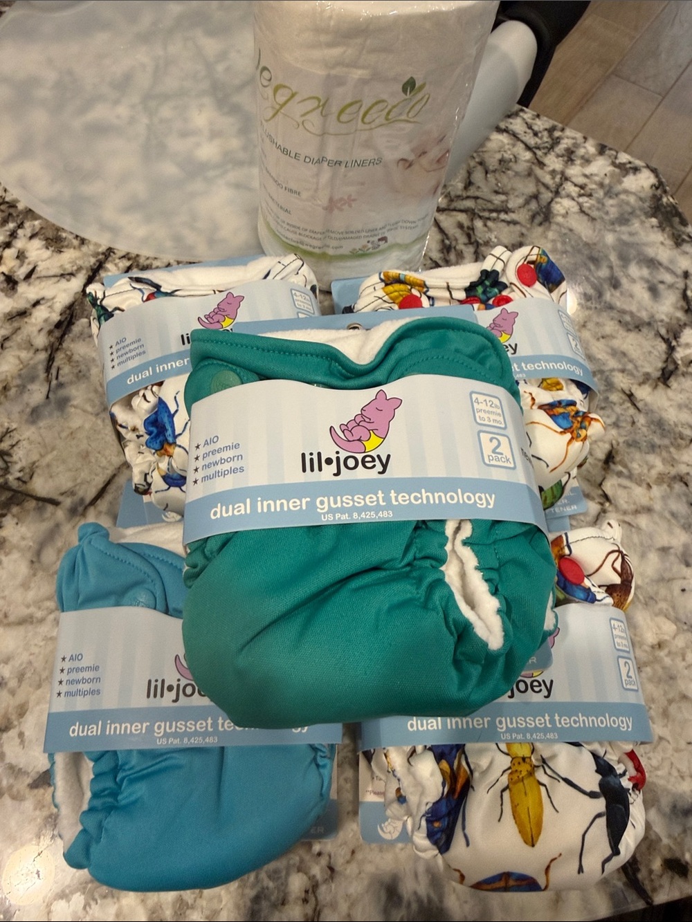 Lil Joey Reusable cloth diapers- Pack of 10 size 4lbs-12lbs